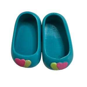 AMERICAN GIRL Teal Green Pink Hearts Ballet Flat Shoes for 18" doll